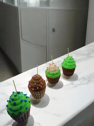 Brown And Green Scented Cupcake Candle